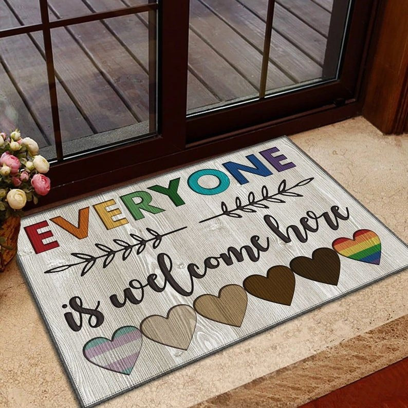 Lesbian Pride Doormat Everyone Is Welcome Here Doormat, Lgbt Doormat, Gay Pride Home Doormat LO1308