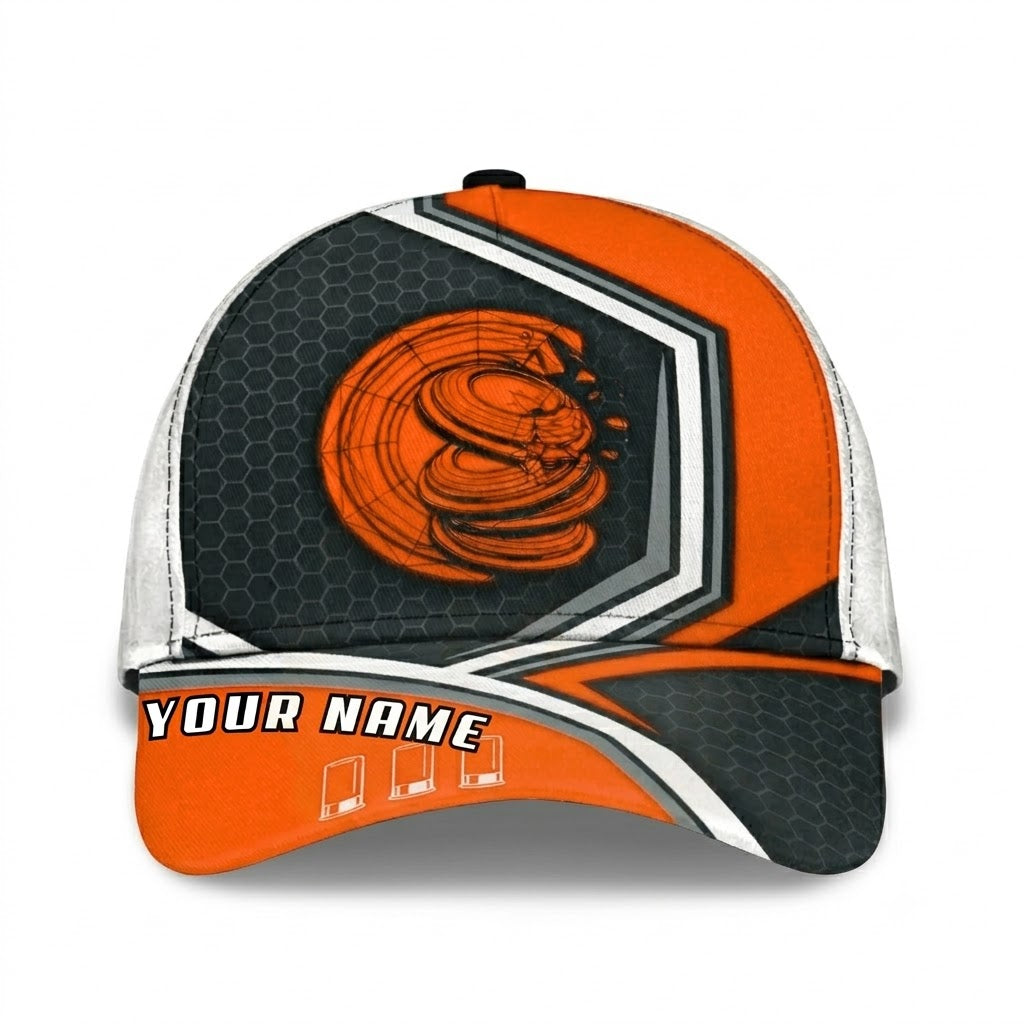 Custom Clay Target Shooting Baseball Cap Orange Black, Custom Shooting Player Cap Hat CP0743