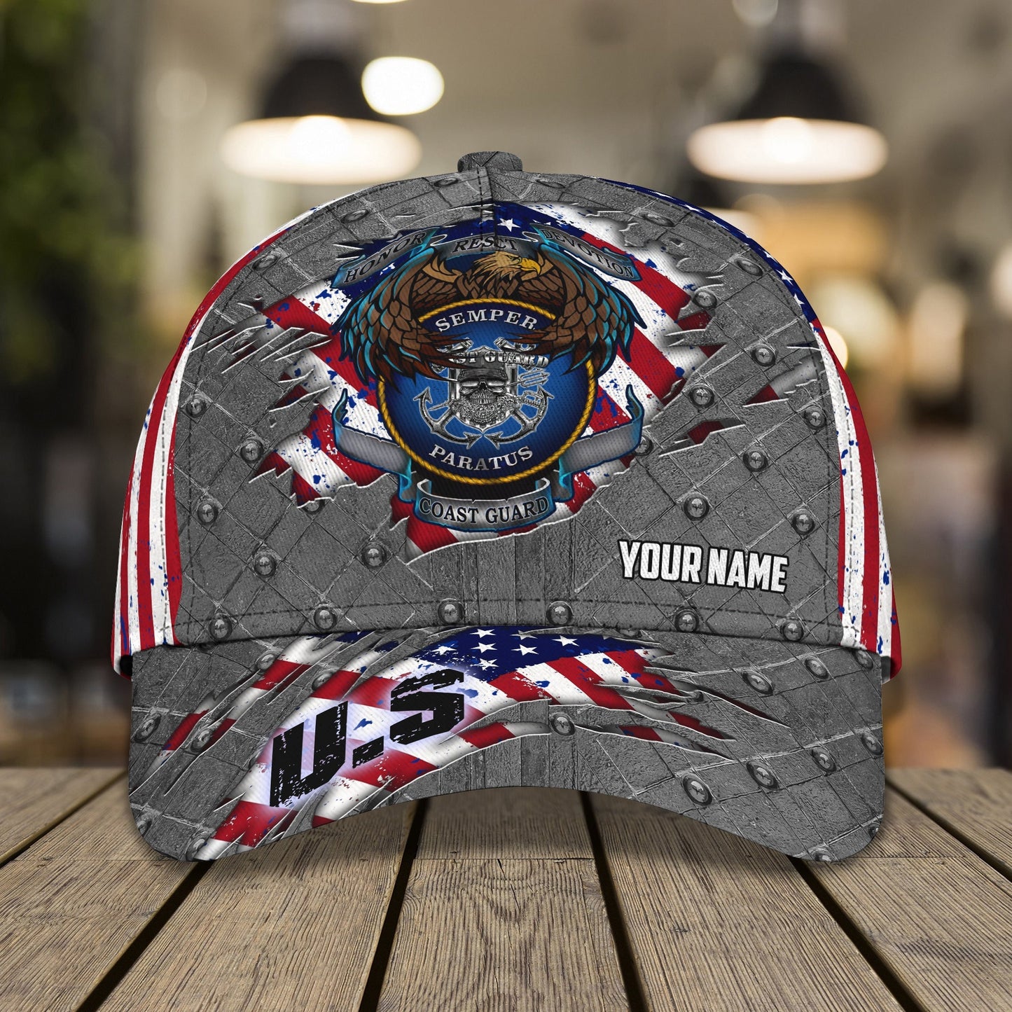 3D Classic Cap Coast Guard Personalized Name Cap Lasfour CA1486