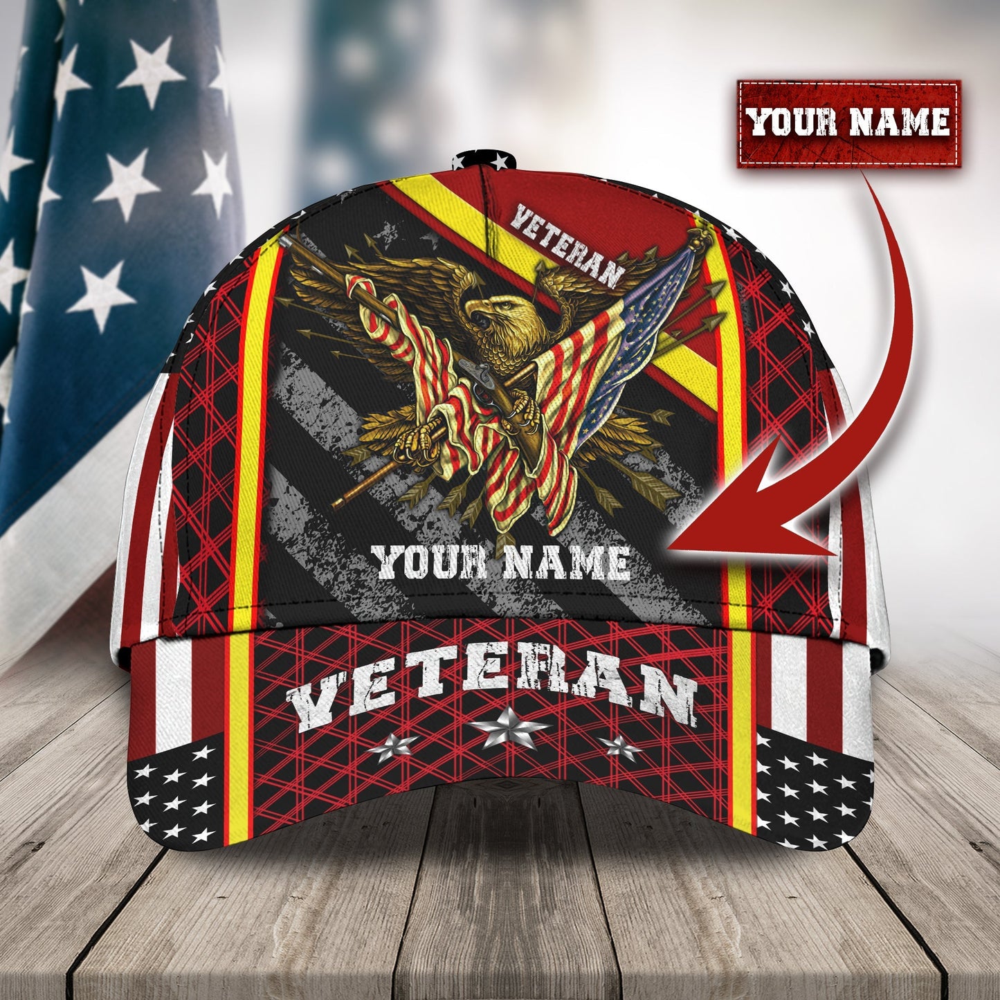 3D Classic Cap Veteran Personalized Name Cap Lasfour CA0941