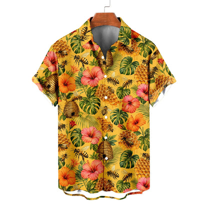 Honey Bee Floral Hawaiian Shirt, Bee Hawaiian Shirt For Beekeeper HE0898