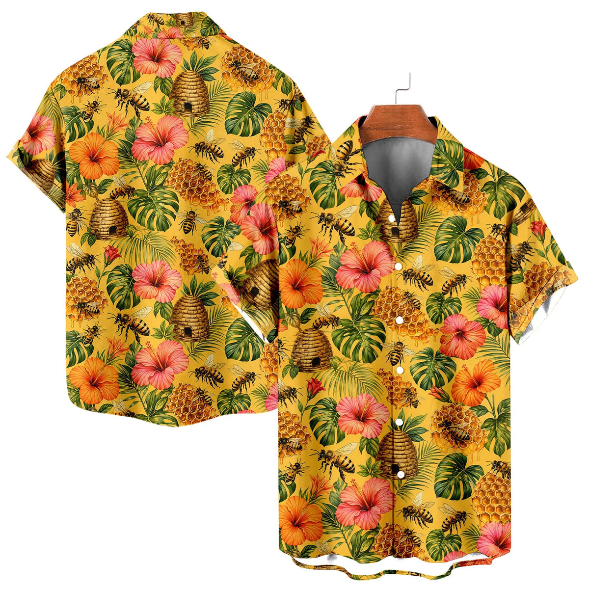 Honey Bee Floral Hawaiian Shirt, Bee Hawaiian Shirt For Beekeeper HE0898