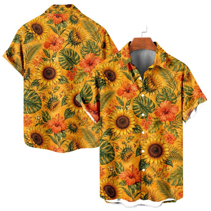 Sunflower Yellow Hawaiian Shirt For Men Women, Sunflower Floral Hawaiian Shirt HE0896