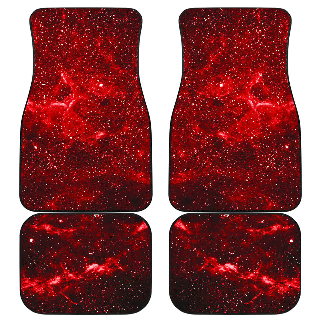 Red Stardust Universe Galaxy Space Print Front And Back Car Floor Mats, Front Car Mat SO0281