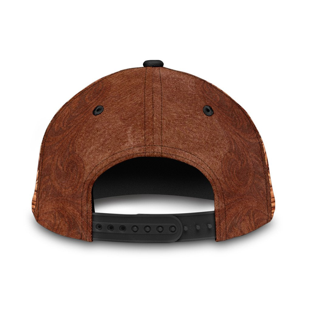 3D Skull Classic Cap Hat Brown Leather Pattern Skull On Cap Hat For Him Her CO0652