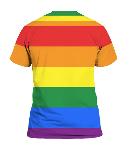 Lgbt Rainbow Striped 3D All Over Printed Shirt, Sublimation Pride Full Printed Tee Shirt, Rainbow Lgbtq 3D Shirts For Gay Lesbian LO0941