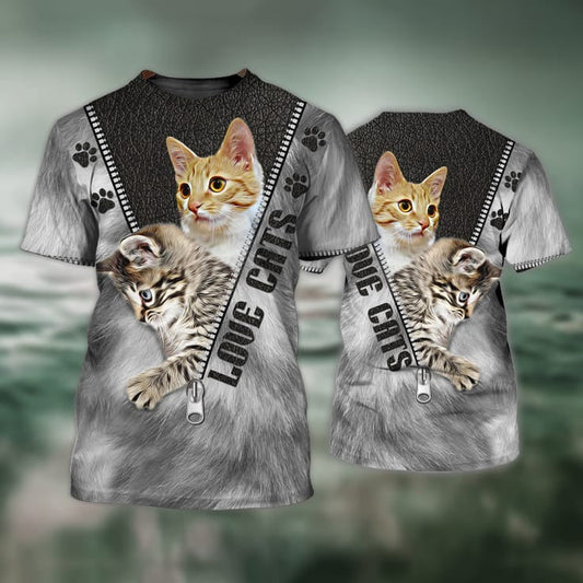 3D All Over Print Love Cat Shirt, Unisex Cat Tshirt, Faith Hope Love Cat Shirt TO0688