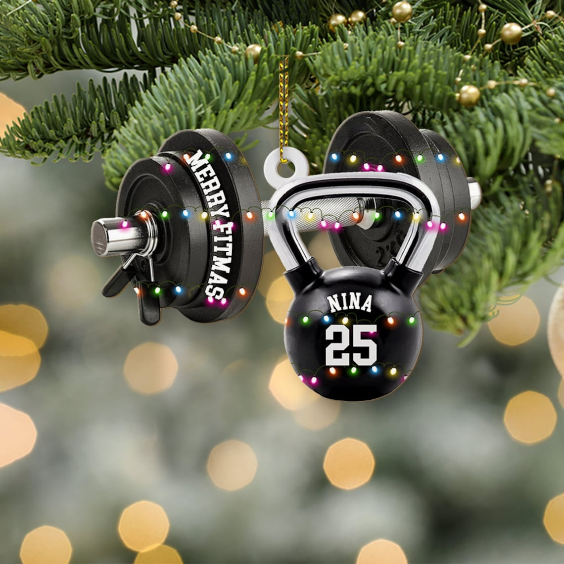 Personalized Fitness Ornament, Personalized Christmas Flat 2D Ornament, Custom Christmas Gift, Fitness Gift, Sport Christmas Gifts OO1590