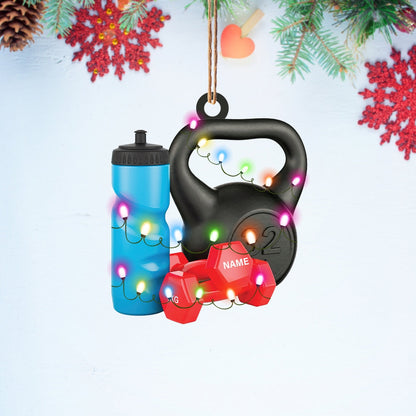 Dumbbell Christmas Ornament, Gym Workout Christmas Ornament, Fitness Ornament, Body Builder Ornament, Personal Trainer Ornament OO1592