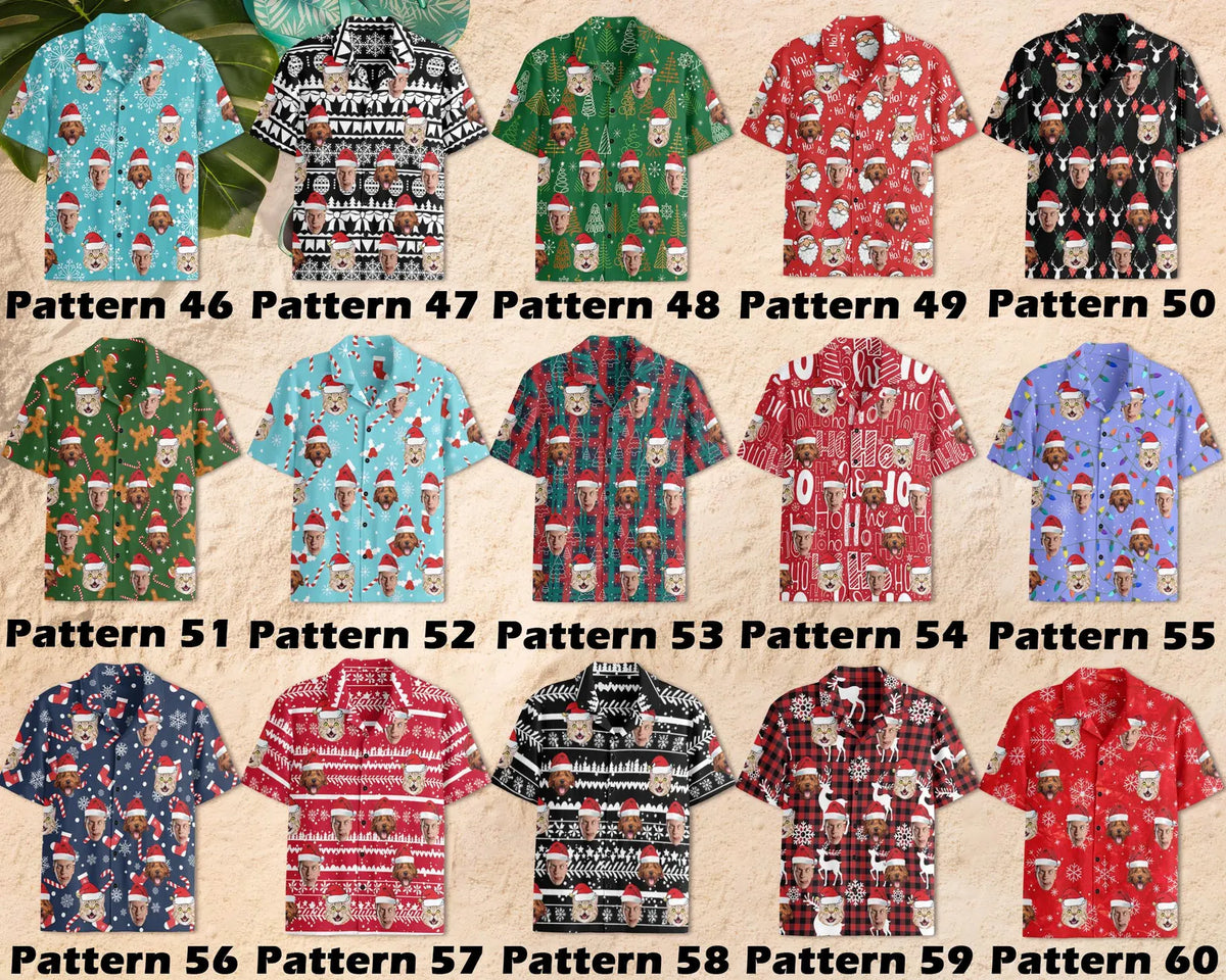 Custom Faces Christmas Hawaiian Shirt For Men Women, Custom Photo Christmas Hawaiian Shirt HE0840