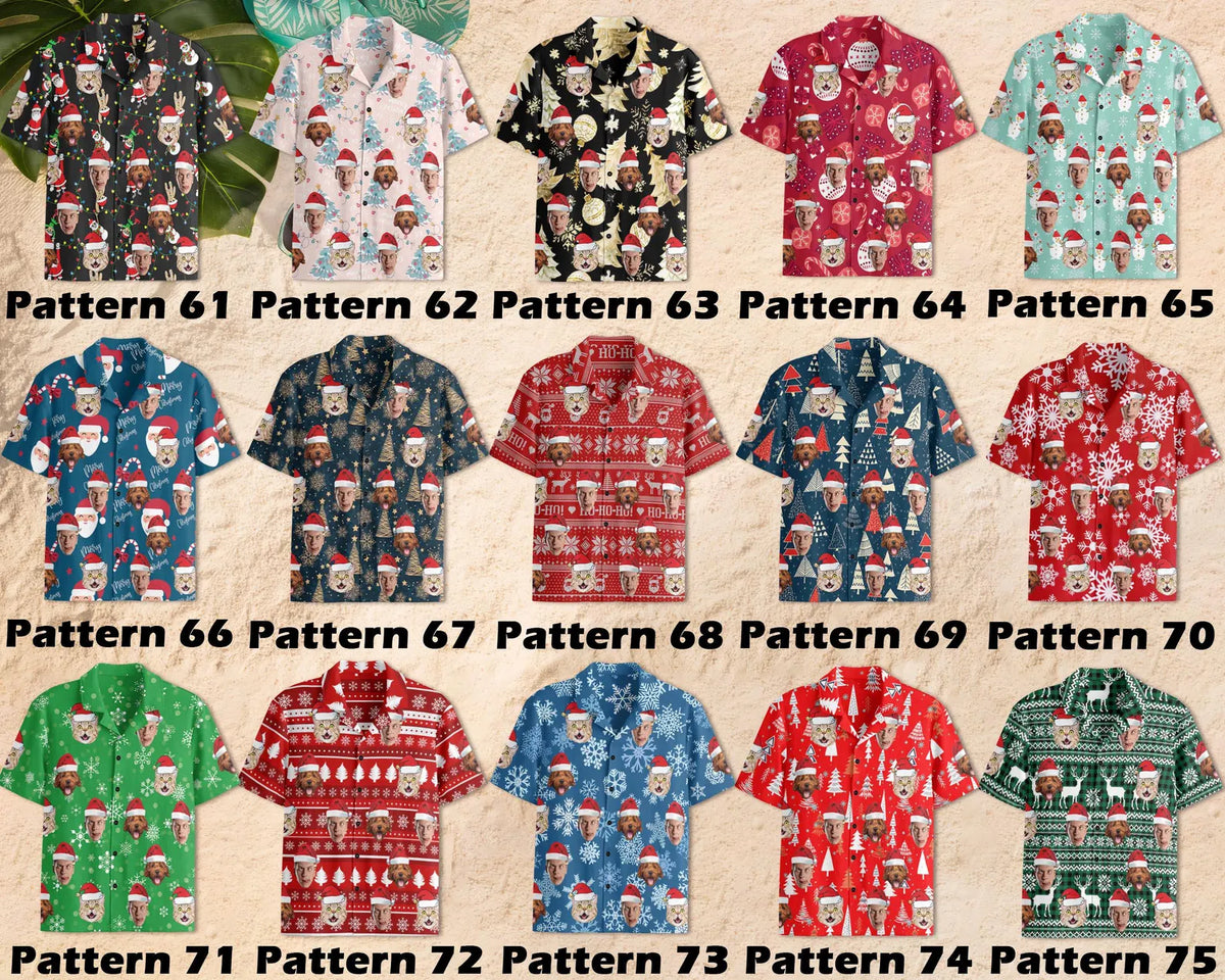 Custom Faces Christmas Hawaiian Shirt For Men Women, Custom Photo Christmas Hawaiian Shirt HE0840