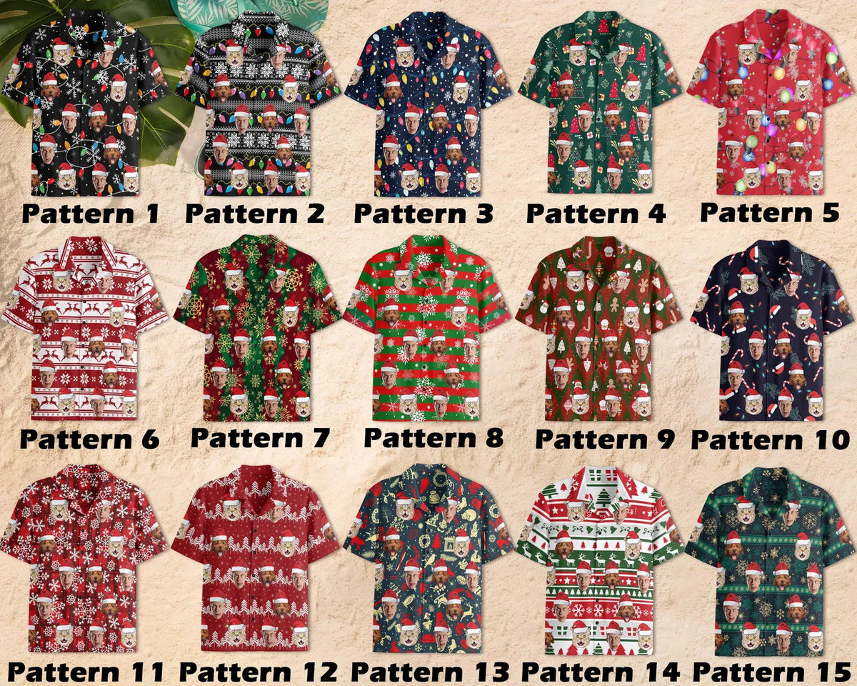 Custom Faces Christmas Hawaiian Shirt For Men Women, Custom Photo Christmas Hawaiian Shirt HE0840