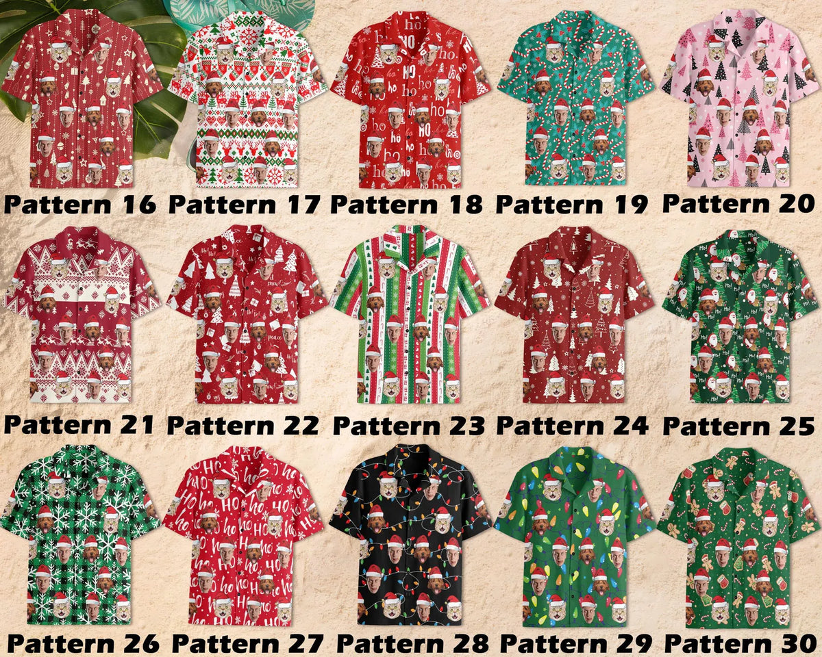 Custom Faces Christmas Hawaiian Shirt For Men Women, Custom Photo Christmas Hawaiian Shirt HE0840