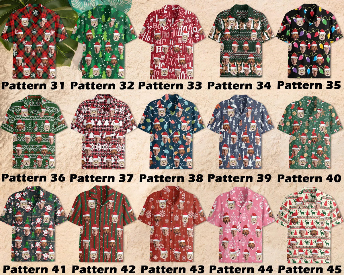 Custom Faces Christmas Hawaiian Shirt For Men Women, Custom Photo Christmas Hawaiian Shirt HE0840