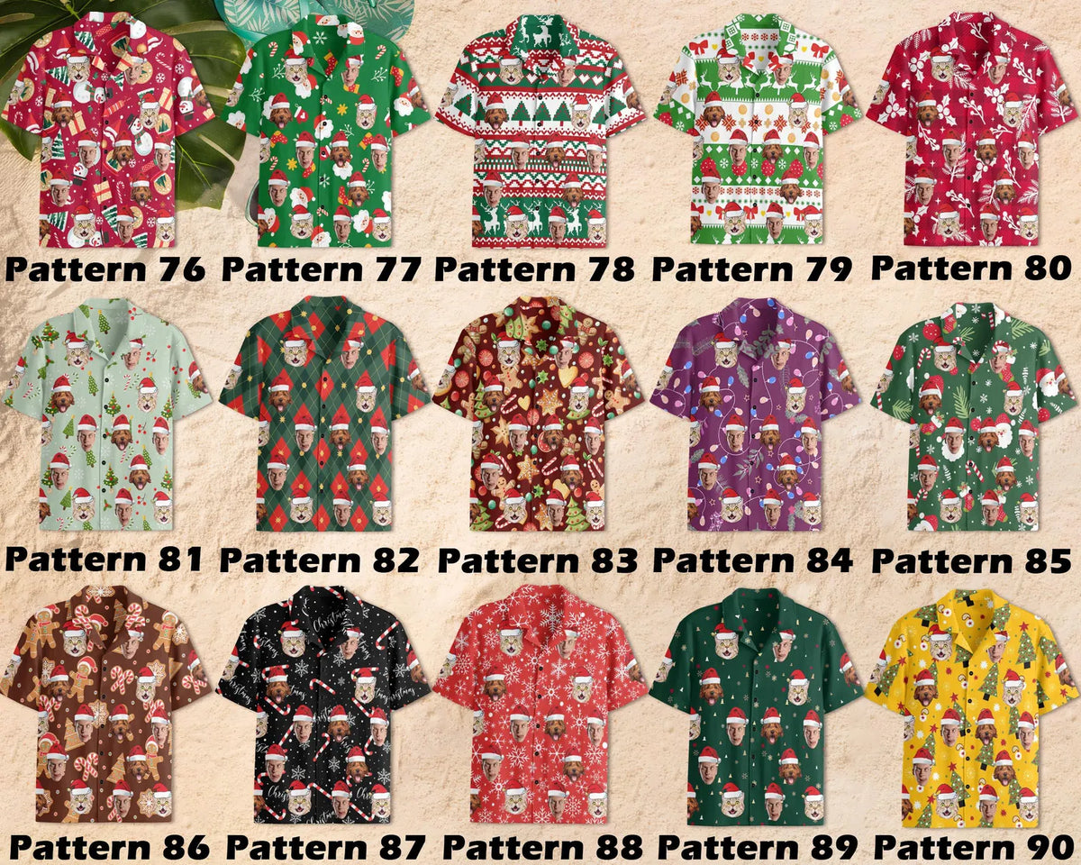 Custom Faces Christmas Hawaiian Shirt For Men Women, Custom Photo Christmas Hawaiian Shirt HE0840