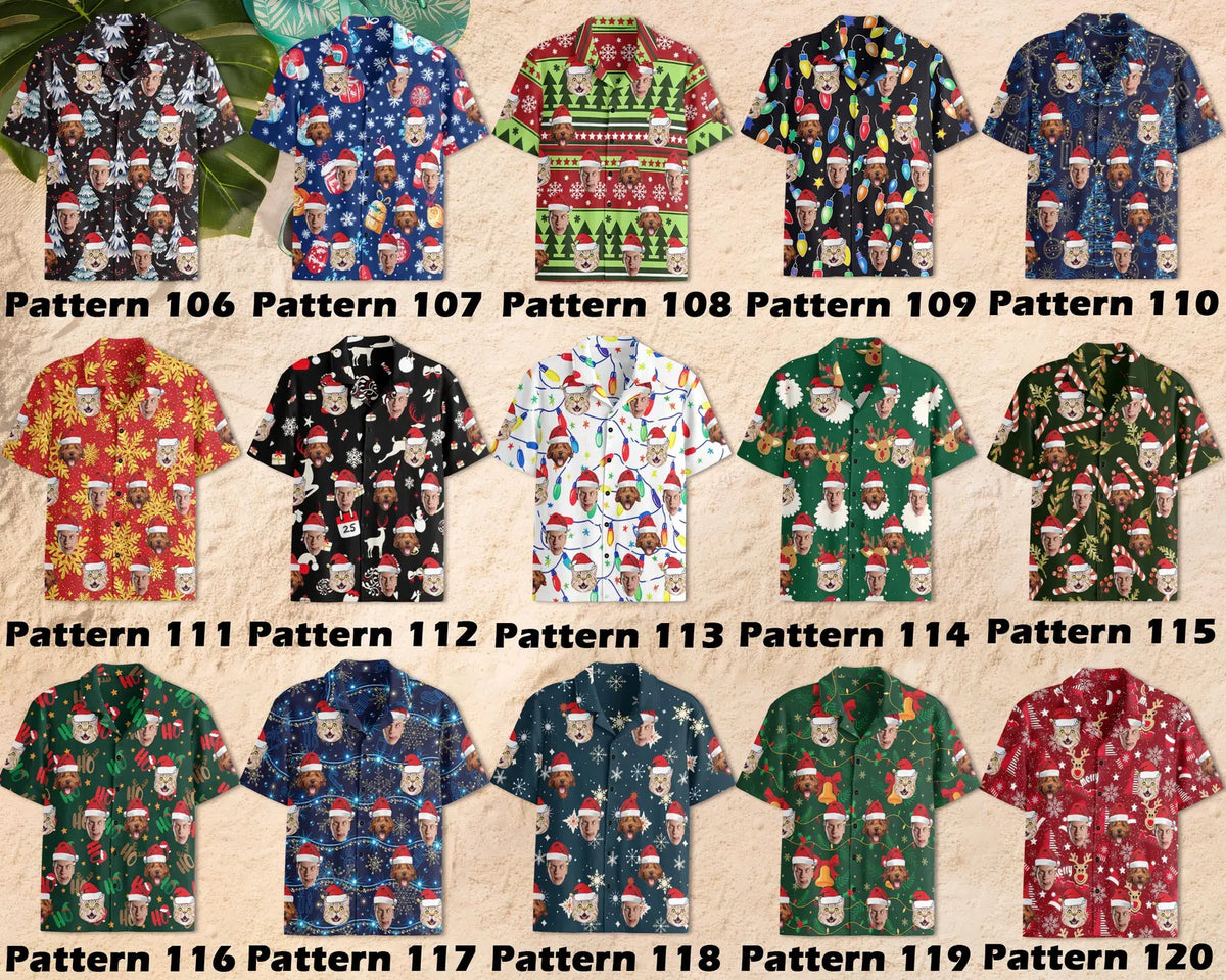 Custom Faces Christmas Hawaiian Shirt For Men Women, Custom Photo Christmas Hawaiian Shirt HE0840