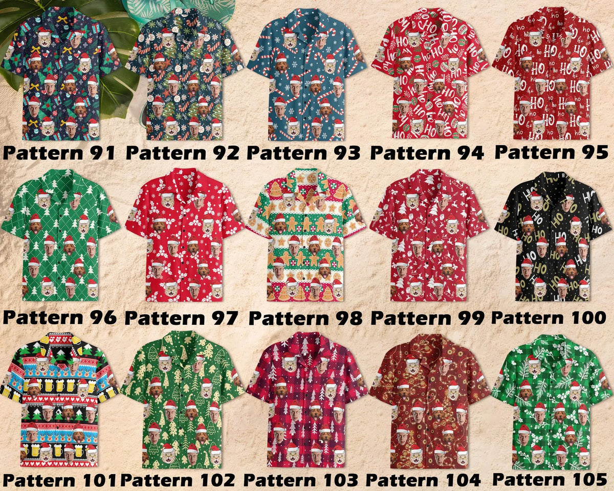 Custom Faces Christmas Hawaiian Shirt For Men Women, Custom Photo Christmas Hawaiian Shirt HE0840