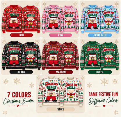 Jingle My Bells Matching Couple Christmas Ugly Sweater, Funny Christmas Ugly Sweatshirt For His Her 2D1302