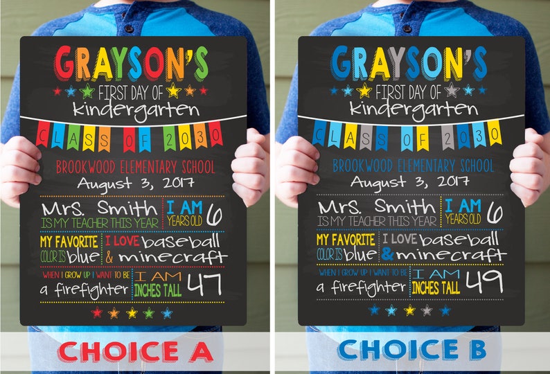 First Day of School Sign - Last Day of School Sign - Back To School Chalkboard - Kindergarten Sign - Personalized Sign - Dry Erase Board BSS0002