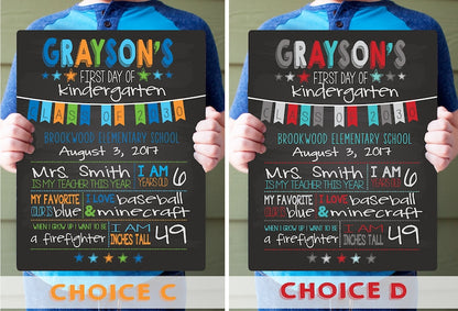 First Day of School Sign - Last Day of School Sign - Back To School Chalkboard - Kindergarten Sign - Personalized Sign - Dry Erase Board BSS0002