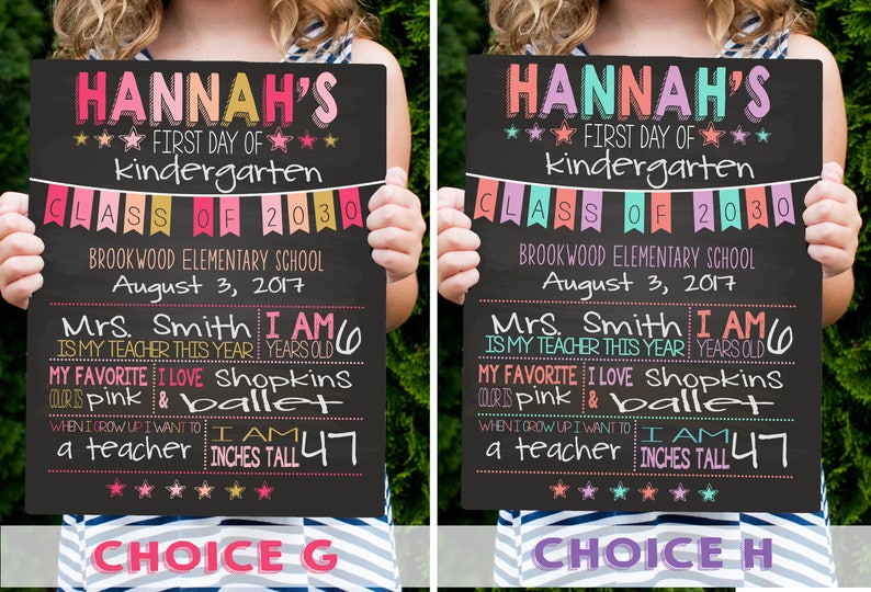 First Day of School Sign - Last Day of School Sign - Back To School Chalkboard - Kindergarten Sign - Personalized Sign - Dry Erase Board BSS0002