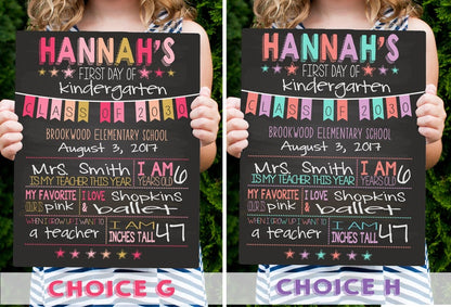 First Day of School Sign - Last Day of School Sign - Back To School Chalkboard - Kindergarten Sign - Personalized Sign - Dry Erase Board BSS0002