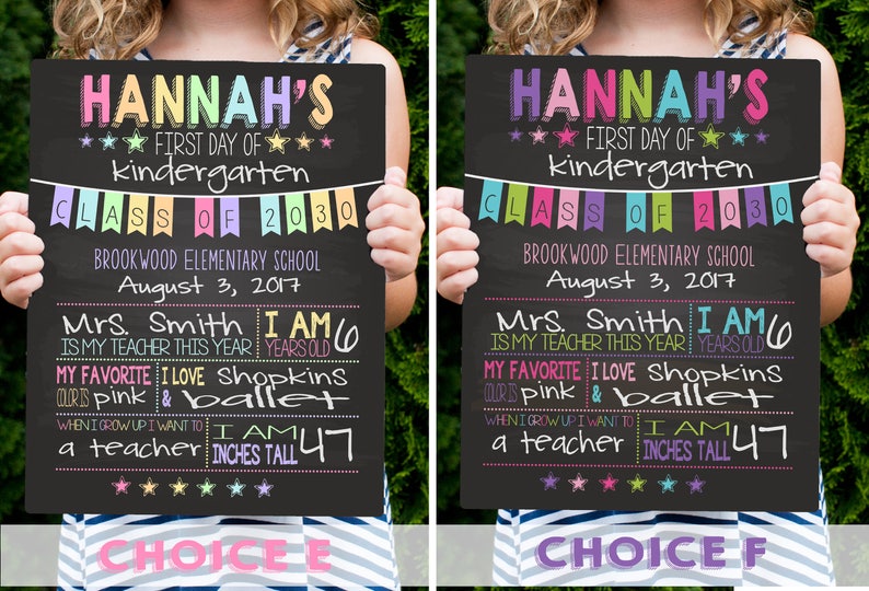 First Day of School Sign - Last Day of School Sign - Back To School Chalkboard - Kindergarten Sign - Personalized Sign - Dry Erase Board BSS0002