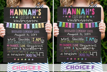 First Day of School Sign - Last Day of School Sign - Back To School Chalkboard - Kindergarten Sign - Personalized Sign - Dry Erase Board BSS0002