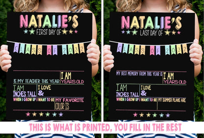 First Day of School Sign - Last Day of School Sign - Back To School Chalkboard - Kindergarten Sign - Personalized Sign - Dry Erase Board BSS0002