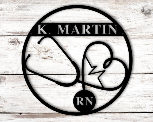 Personalized Cut Metal Sign, Stethoscope Gift For Nurse, Custom Name Gift For Nurse, Have Led RGB CN2614
