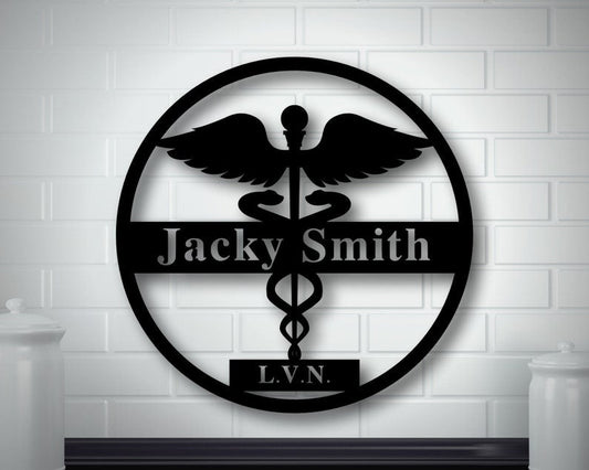Personalized Metal LVN Nurse Sign, With Led RGB Light, Medic Sign, Custom Name Wall Art CN2612