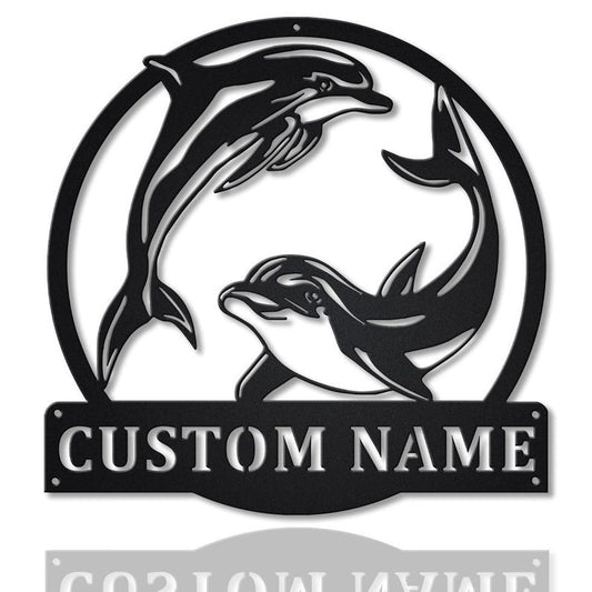 Personalized Couple Dolphin Metal Sign Art | Custom Dolphin Metal Sign | Beach Funny Gift | Birthday Gift CN3283