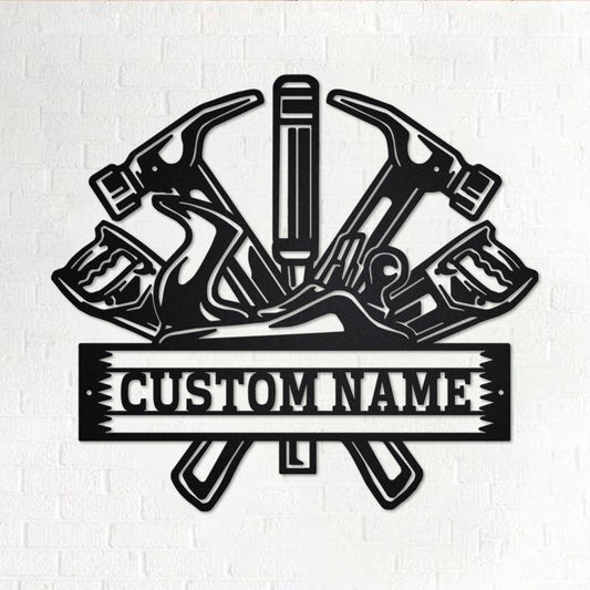 Custom Carpenter Tools Metal Wall Art, Personalized Carpenter Name Sign Decoration For Room, Carpenter Home Decor CN3351