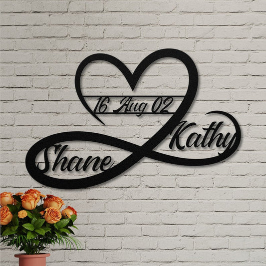 Personalized Infinity Heart Metal Sign, Weddings, Anniversary, Housewarming Gift, Newlywed Present, Valentines Day CN4576