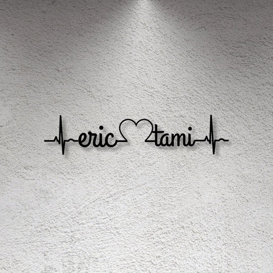 Personalized Metal Heart Beat Sign, EKG Heart Sign, Have Led RGB Light, Custom Name Nurse Gift, Home Wall Decoration CN2608