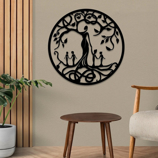 Mother And Four Childrens Tree Of Life Metal Sign, Mother With Children Metal Wall Art, Gift For Mom, Grandma for Mother's Day CN4614