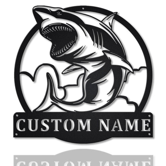 Personalized White Shark Monogram Metal Sign | Custom White Shark Metal Sign | Birthday Gift | Shark Sign CN3253