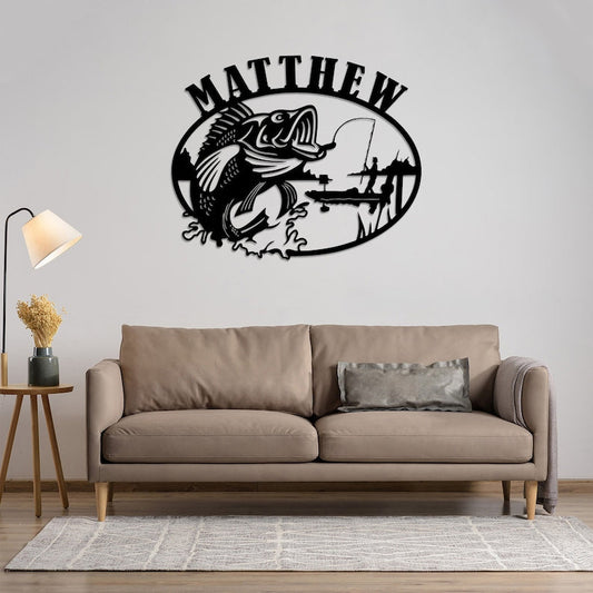 Personalized Fisherman Metal Sign With LED Lights, Fishing Metal Wall Art With Custom Name, Father's Day Gift, Husband, Dad, Father Gift CN1682