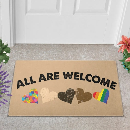 Gay Pride Doormat, All Are Welcome Doormat, Welcome Mat, Black Pride, Black Freedom, Black Lives Doormat LO1355