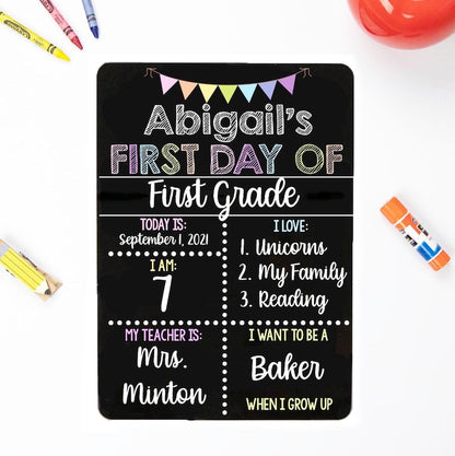 First and Last Day of School Sign, Liquid Chalk Dry Erase School Board, Reusable First Day of School Sign, Classic Pastel School Sign Set BSS0003