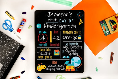 First Day of School Sign, Last Day of School Sign, Back to School Chalkboard, Kindergarten Sign, Personalized Sign, Dry Erase Board BSS0001