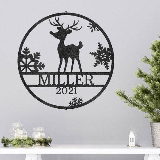 Rudolph the Reindeer Personalized Metal Art Wall Sign Christmas Holiday Décor CN4605