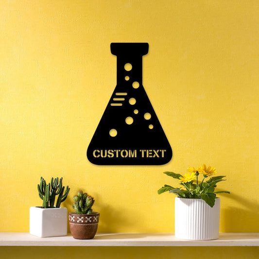 Personalized Science Beaker Metal Wall Art With Led Lights, Customized Science Teacher, Science Student, Chemistry Class Decor, Lab Decor CN2108
