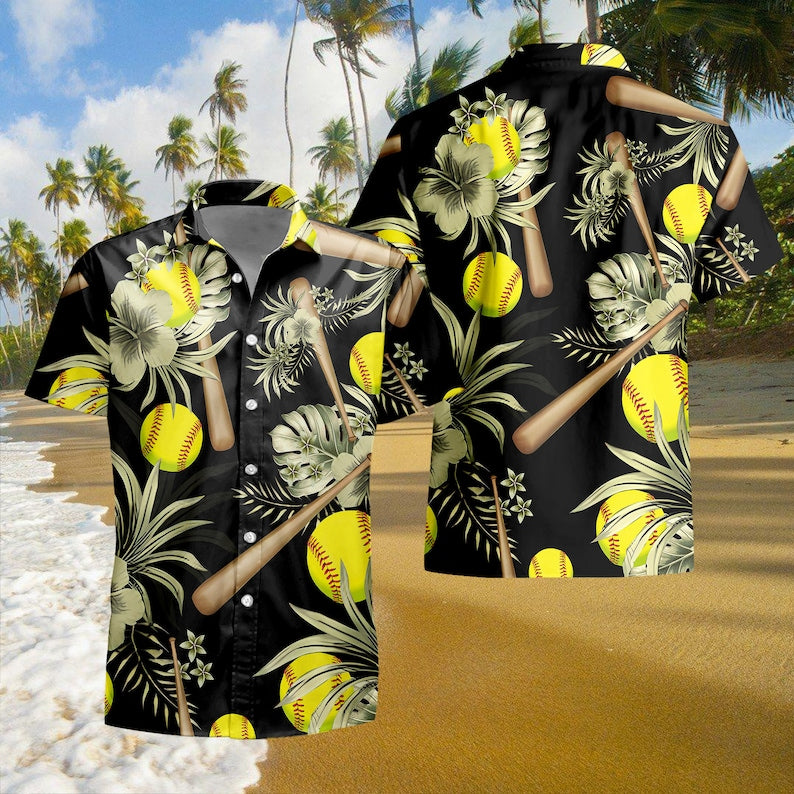 Floral Softball Hawaiian Shirt For Men And Women, Softball Hawaii Shirt ET0010