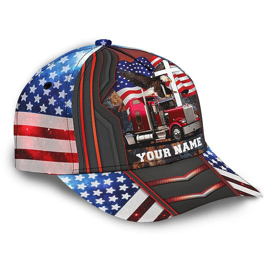 Personalized Trucker Crack American Flag Baseball Cap, Gift For Truck Driver CA0281