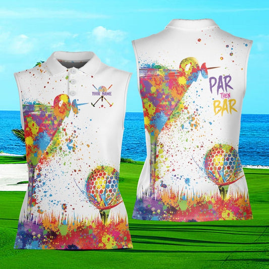Custom Par Then Bar Sleeveless Golf Shirts For Women, Custom Womens Funny Tie Dye Golf Shirts ET0021