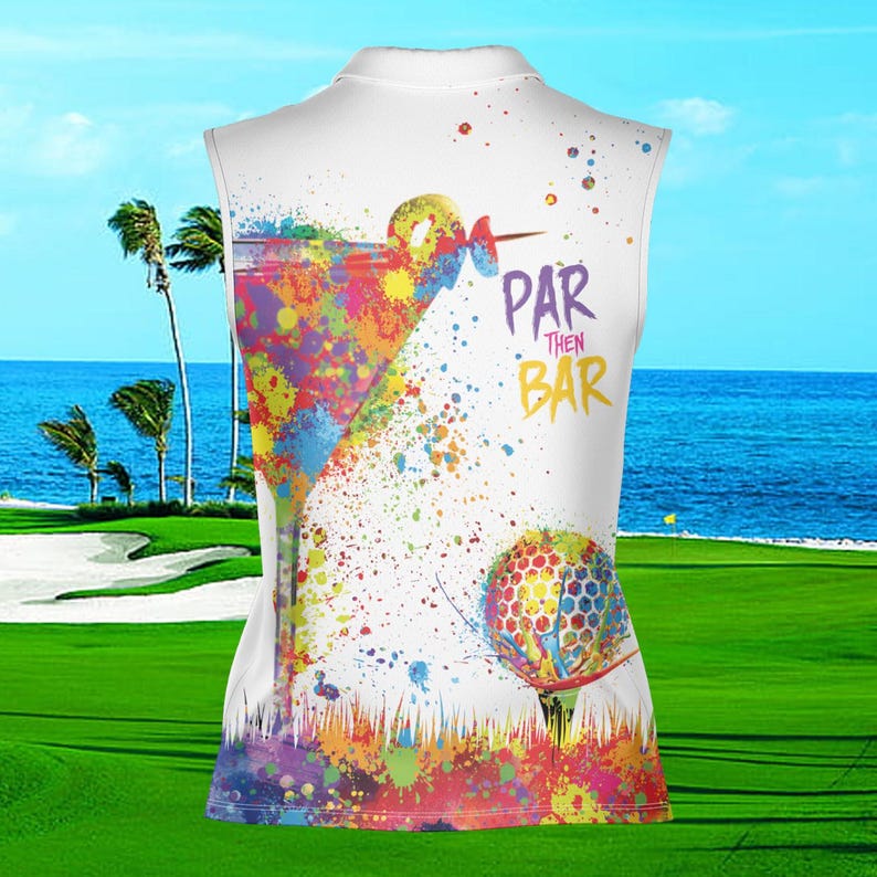 Custom Par Then Bar Sleeveless Golf Shirts For Women, Custom Womens Funny Tie Dye Golf Shirts ET0021