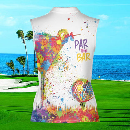 Custom Par Then Bar Sleeveless Golf Shirts For Women, Custom Womens Funny Tie Dye Golf Shirts ET0021