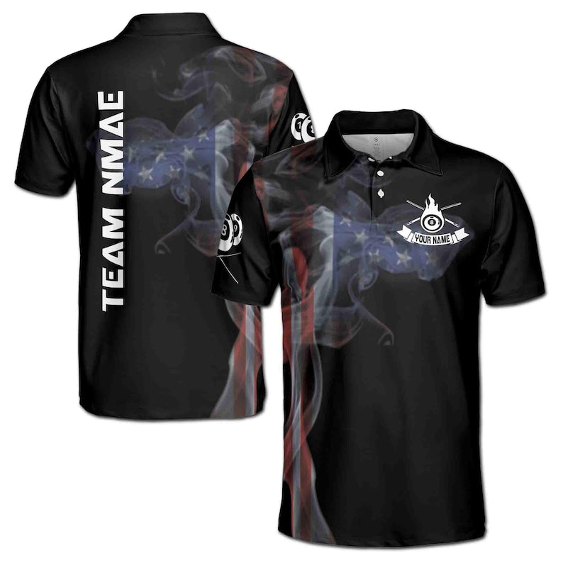 Custom American Flag Billiard Polo Shirts For Men, Custom Billiard Team Shirts, Custom Billiard Shirts ET0012