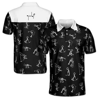 Custom Stickfigures Golf Polo Shirts For Men, Custom Funny Golf Stick Icon Shirt GE0029